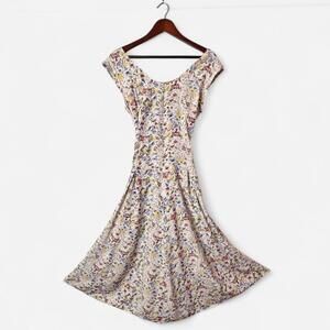 Off the Shoulder Vintage Floral Dress with Tie Back